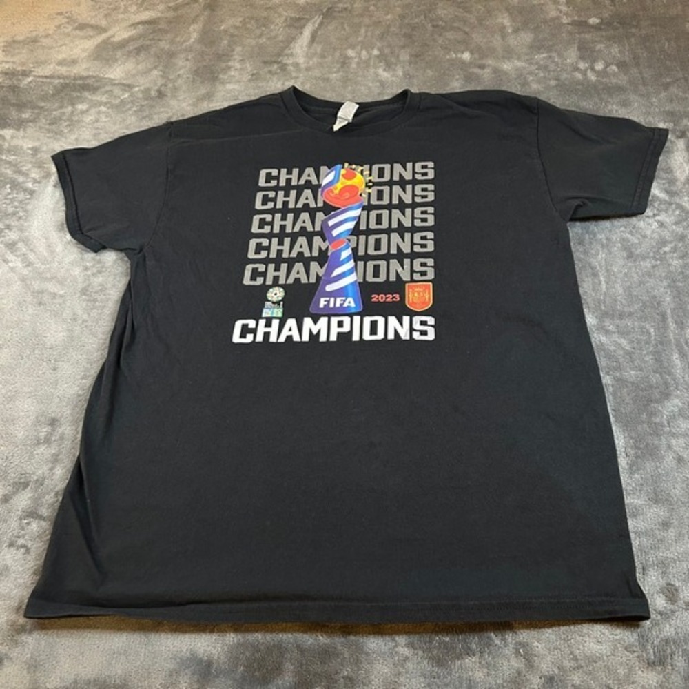 Gildan FIFA World Cup 2023‎ Spain Champions Shirt Kids Large Black Graphic Tee